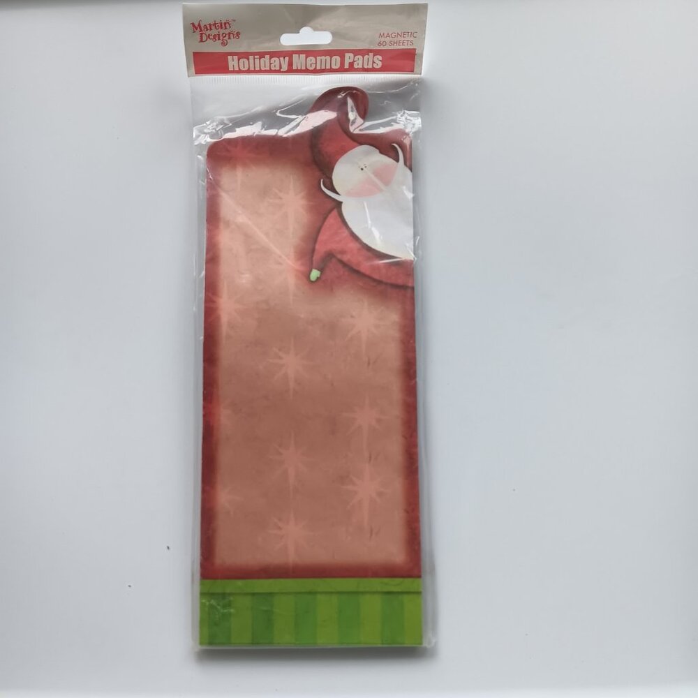 Martin Designs Santa Magnetic Notepad Holiday Memo Pad 60 Sheets Red Green 10"